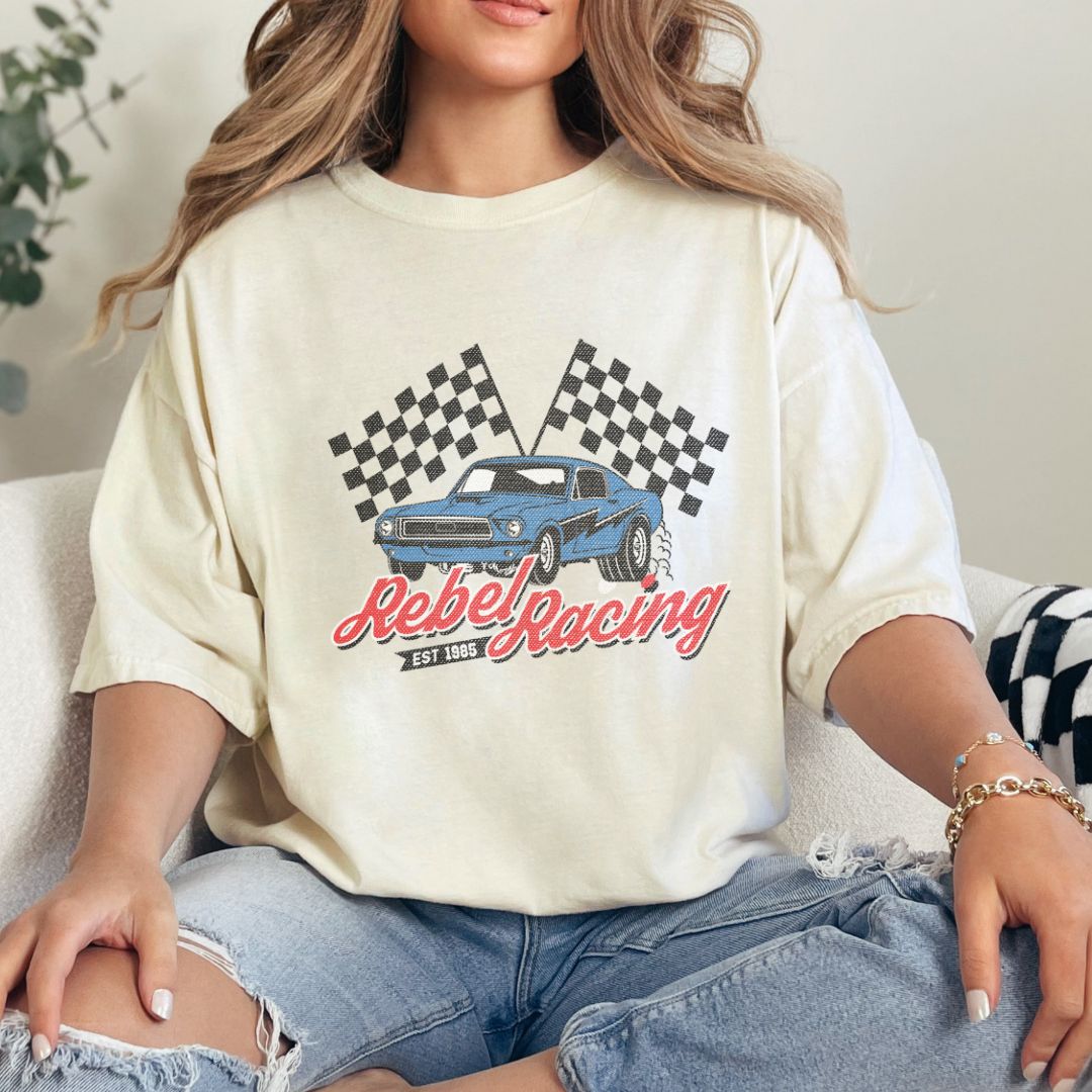 Rebel Racing Vintage Car T-shirt | Vintage Graphic Tee | Comfort Colors