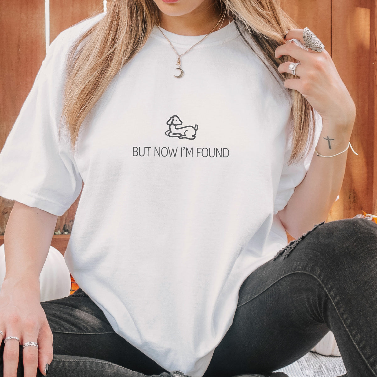 But Now I'm Found Christian Women's Graphic Tee | Scripture T-shirt