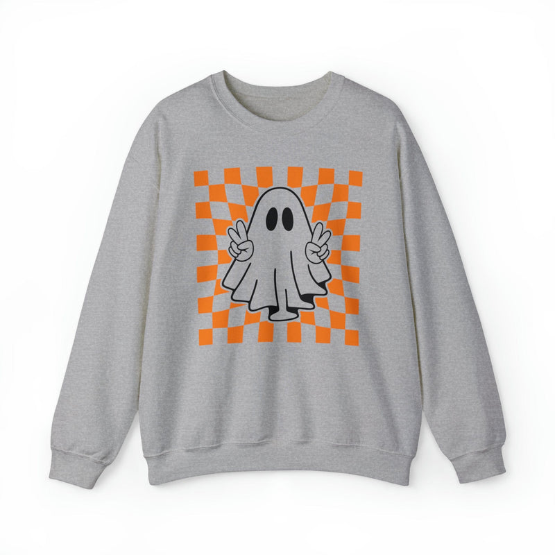 Sweatshirt M / Sport Grey Groovy Checkered Ghost Crewneck Sweatshirt