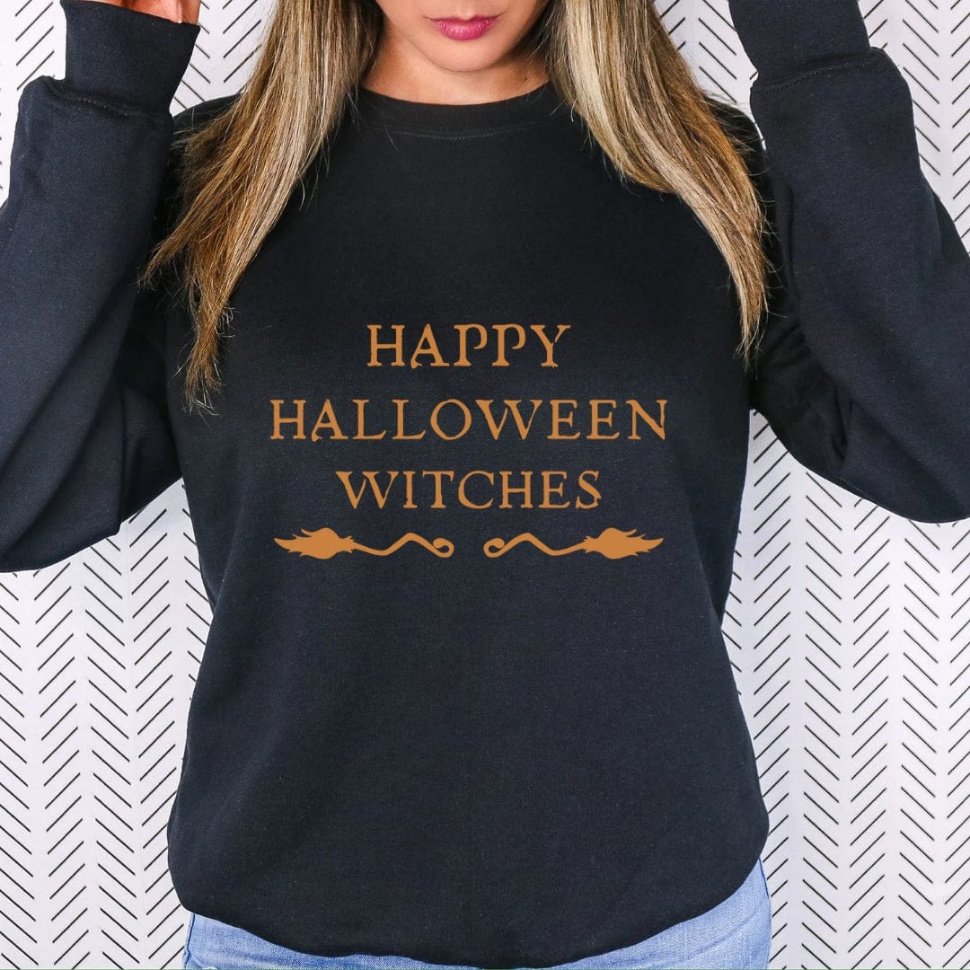 Sweatshirt Happy Halloween Witches Graphic Crewneck Sweatshirt