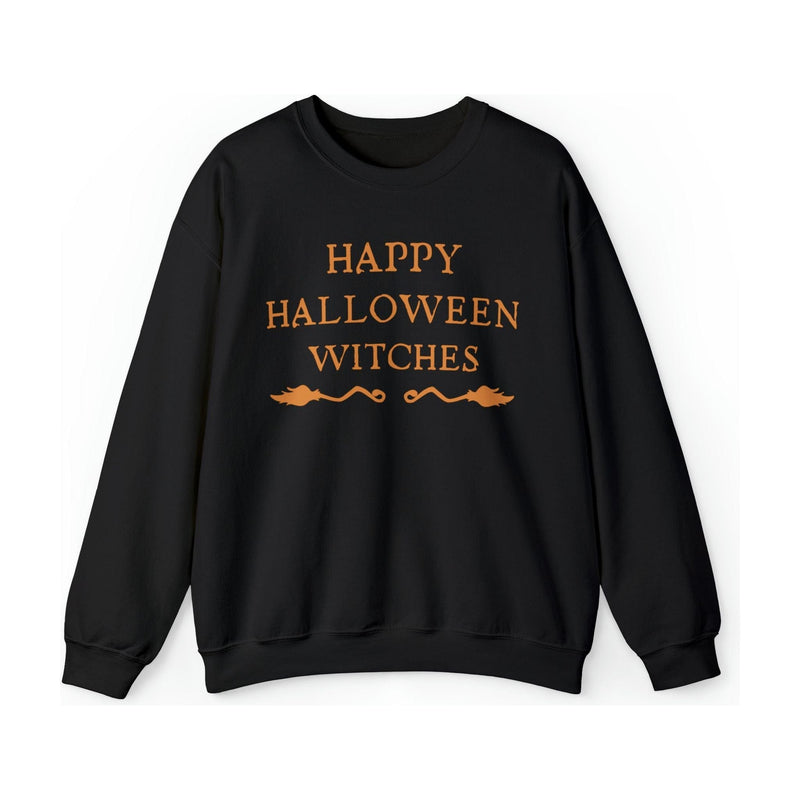 Sweatshirt S / Black Happy Halloween Witches Graphic Crewneck Sweatshirt