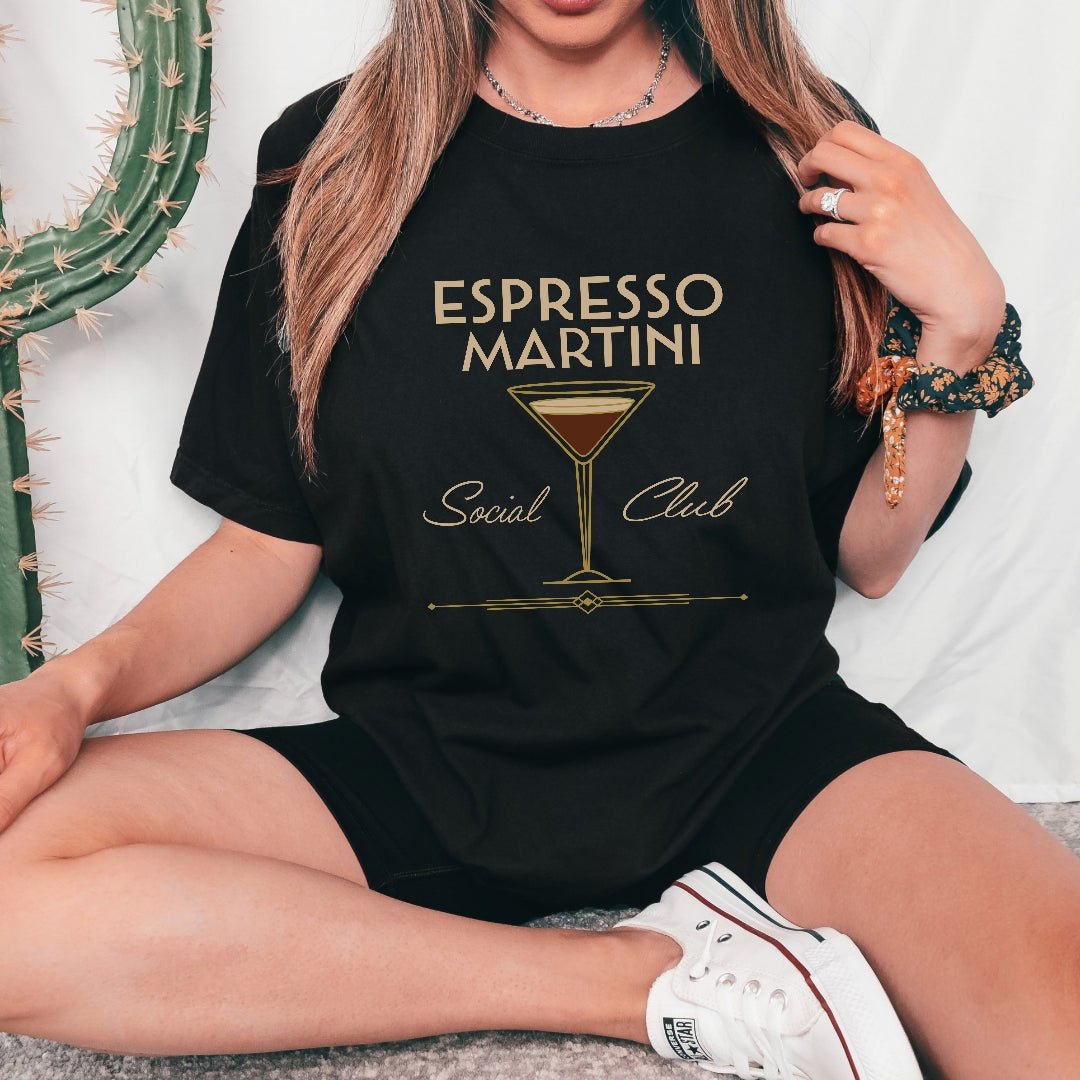 Espresso Martini Social Club Graphic Tee | Girls Night | Cocktail Lover | Rooftop Bar Life T-Shirt TheFringeCultureCollective