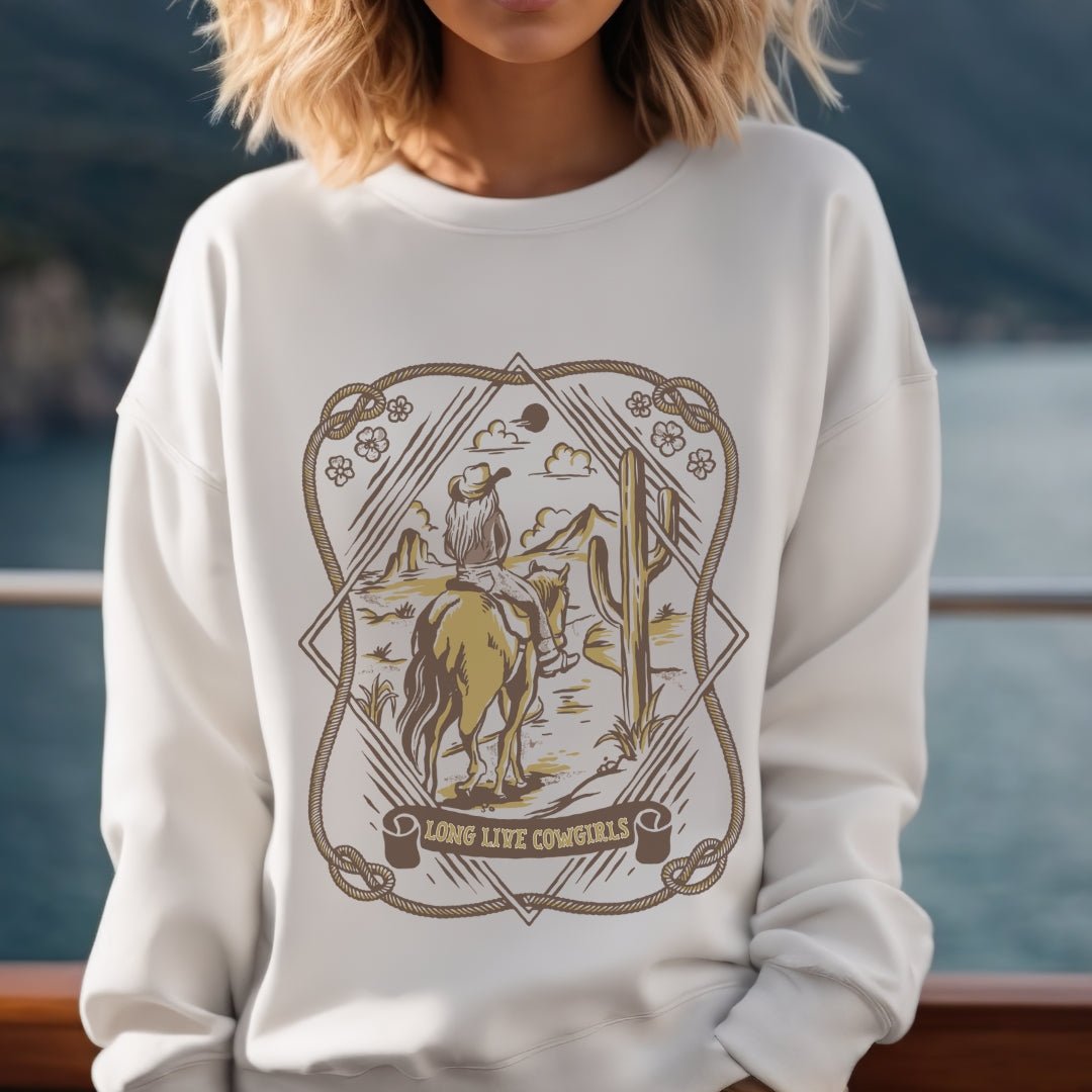 Long Live Cowgirls Western Sweatshirt Sweatshirt TheFringeCultureCollective