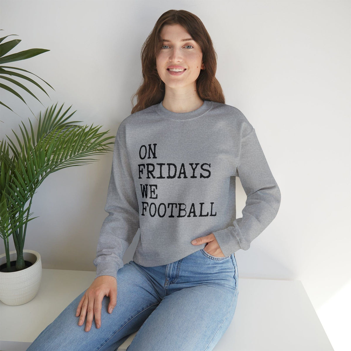 On Fridays We Football Crewneck Sweatshirt | Football Mom Gift Sweatshirt TheFringeCultureCollective