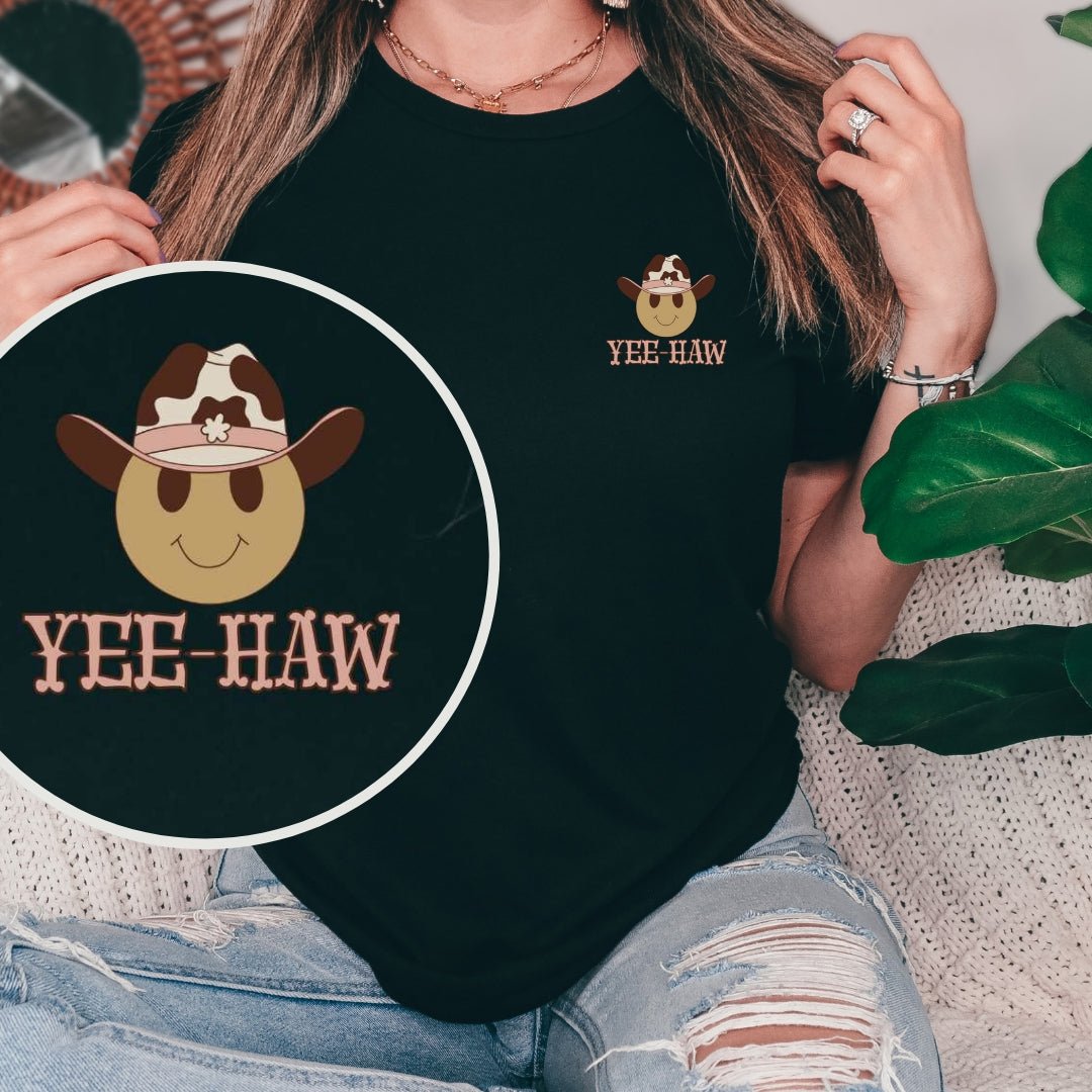 Yeehaw T-shirt | Emoji Cowboy Tee | Women's Western Graphic Tee T-Shirt TheFringeCultureCollective